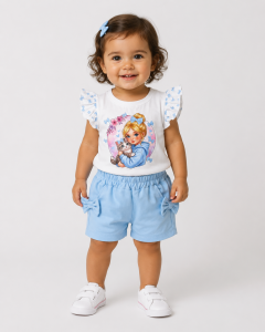 REF 614 SET SHORT Y BLUSA CON MOÑOS BEBE