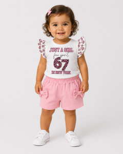 REF 614 SET SHORT Y BLUSA CON MOÑOS BEBE