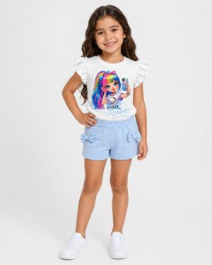 REF 614 SET SHORT Y BLUSA CON MOÑOS NIÑA