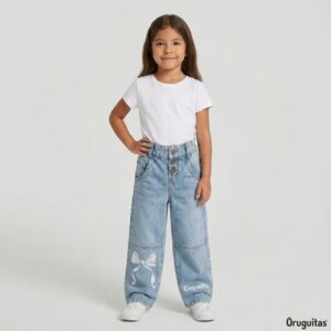 REF 625 PANTALON DENIM CON MOÑOS ESTAMPADOS